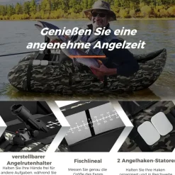 Costway Schlauchboot aufblasbar bis 150kg, Angelboot mit verstellbarer Rückenlehne, Pumpe, Paddel & Gurte, Fischerboot für Erwachsene 135x109x54cm - Grün