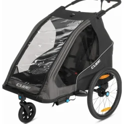 Cube Double Pure Kinderanhänger schwarz/grau 2026