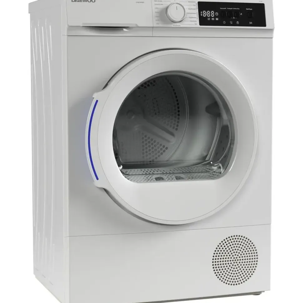 Daewoo TD-BR7GP0WE0-DE Wäschetrockner, 7kg, E, 15 Trockenprogramme inkl. 20-Minuten-Schnelltrockenprogramm, Weiß