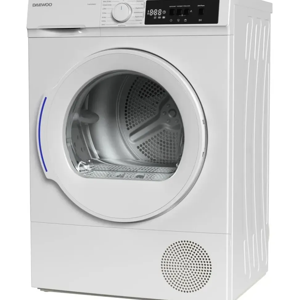Daewoo TD-BR7GP0WE0-DE Wäschetrockner, 7kg, E, 15 Trockenprogramme inkl. 20-Minuten-Schnelltrockenprogramm, Weiß