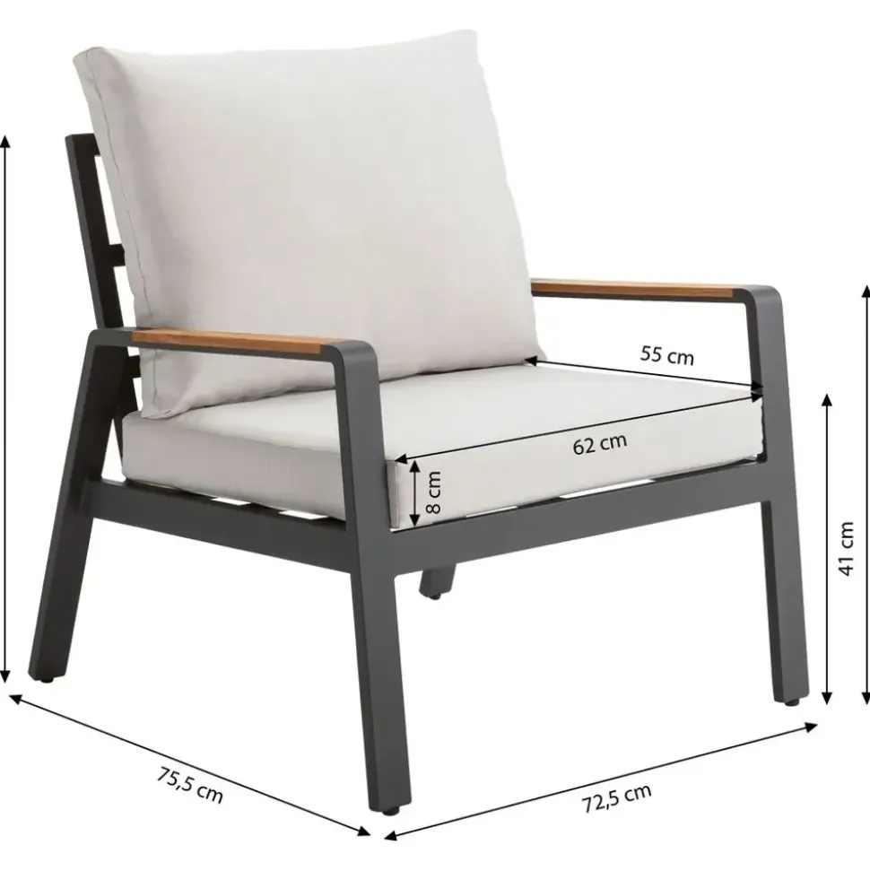 Dehner Milo Garten-Lounge-Set 4-tlg. grau