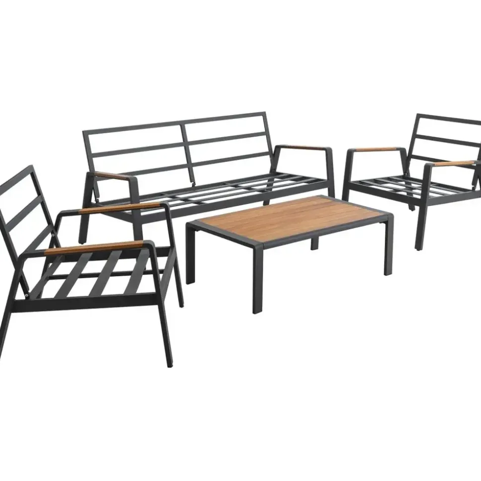 Dehner Milo Garten-Lounge-Set 4-tlg. grau