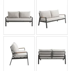 Dehner Milo Garten-Lounge-Set 4-tlg. grau