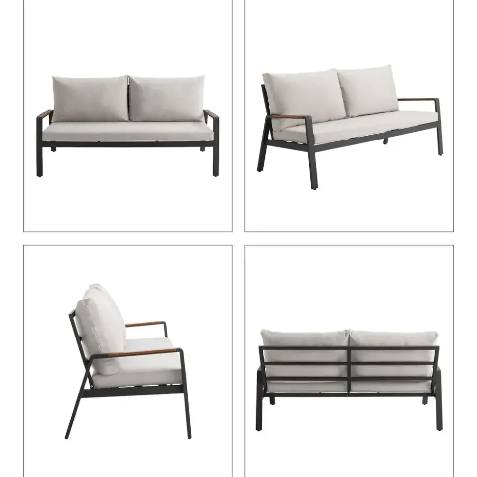 Dehner Milo Garten-Lounge-Set 4-tlg. grau