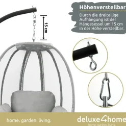 deluxe4home Hängesessel Hellgrau