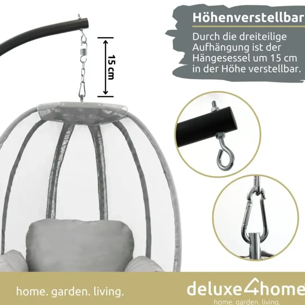 deluxe4home Hängesessel Hellgrau