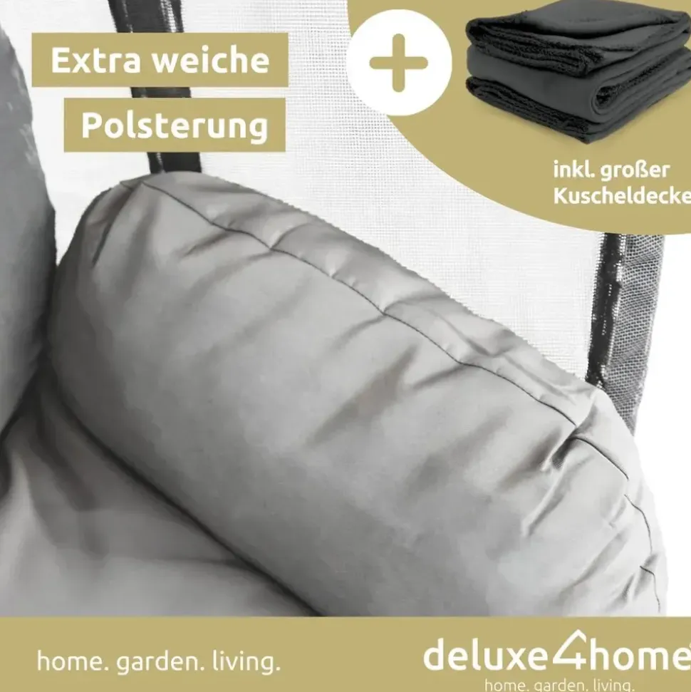 deluxe4home Hängesessel Hellgrau