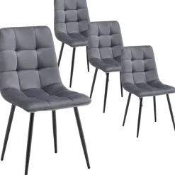 Deuline Esszimmerstuhl Milano Samt grau 4er Set