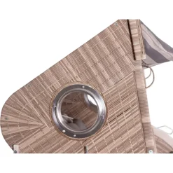deVries Pure Cliff XXL Sun PE Teak/Grau inkl. Klapptisch/Fußstützen/Bullauge