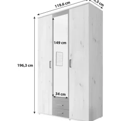 Die Möbelfundgrube Havant 196,3 x 119,6 x 53,5 cm eiche/anthrazit