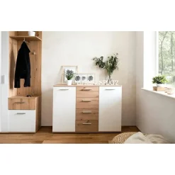 Die Möbelfundgrube Jelsi 210 x 85 x 35 cm artisan eiche (nachbildung)/weiß