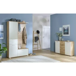 Die Möbelfundgrube Jelsi 210 x 85 x 35 cm artisan eiche (nachbildung)/weiß