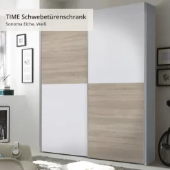 Die Möbelfundgrube Schwebetürenschrank Time 170 x 195 x 57,5 cm Weiß