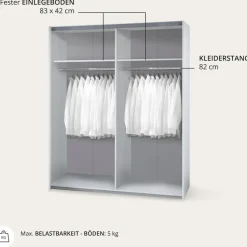 Die Möbelfundgrube Schwebetürenschrank Time 170 x 195 x 57,5 cm Weiß