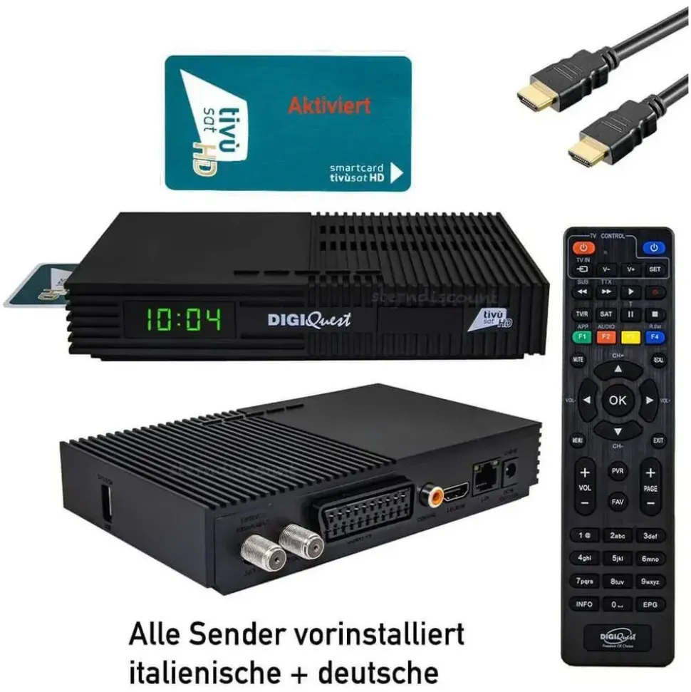 DIGIQuest Ti9 Full HD DVB-S2, HEVC – Italienisches Fernsehen (RAI, Mediaset, LA7) Hotbird 13° +