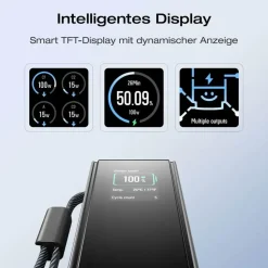 EcoFlow Powerbank 25000mAh 170W mit 100W integrierte einziehbare Kabel, 100W USB C Laptop Powerbank tragbares Ladegerät für iPhone 17/16/15 Series, MacBook, Samsung, Schwarz