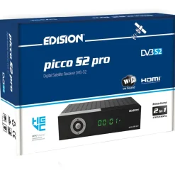Edision Picco S2 pro Full HD Satelliten Receiver FTA, (DVB-S2 | ARD & ZDF SD Abschaltung tauglich) Unicable tauglich, 2in1 RCU, WiFi, HDTV, HDMI, S/PDIF, IR, Vorinstallierte deutsche Programmliste
