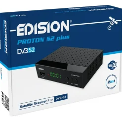 Edision Proton S2 Plus Full HD Satelliten Receiver FTA, 2in1 Komfort-Fernbedienung, Unicable tauglich (DVB-S2, HDMI, SCART, S/PDIF, USB, LAN, USB WiFi Support, Vorinstallierte deutsche Programmliste)