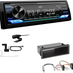EHO JVC KD-X482DBT 1-DIN Autoradio Media Receiver Digitalradio DAB+ Bluetooth Amazon Alexa USB Einbauset passend für Volkswagen VW Golf IV 1997-2003