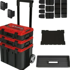 Einhell E-Case Tower Werkzeugkoffer 3-teilig rot|schwarz 440 x 385 x 605 mm