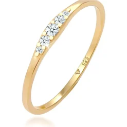 Elli Ringe - Ring Verlobungsring Diamant (0.07 ct) Bridal 925 S - Gr. 56 MM - in Gelbgold - für Damen