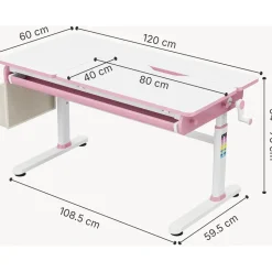 [en.casa] Kinderschreibtisch Kuosa Pink / Weiß