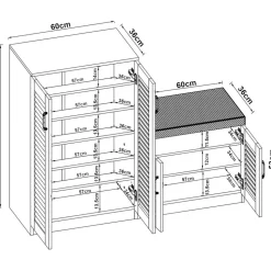 [en.casa] Løten 120 x 97 x 36 cm mit Sitzbank weiß / weiß