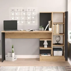 [en.casa] Schreibtisch Varhalo Eichenoptik / Anthrazit