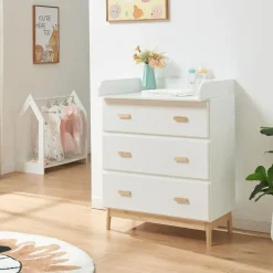 [en.casa] Wickelkommode Sarievn mit Wickelauflage 100x80x53 cm Weiß
