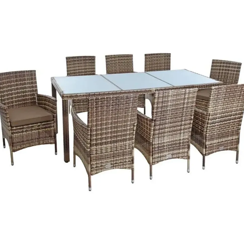 Estexo Polyrattan Set 8-tlg. Beige/Braun