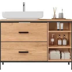 EUGAD Waschbeckenunterschrank 2 Schubladen 30 x 60 cm Beige