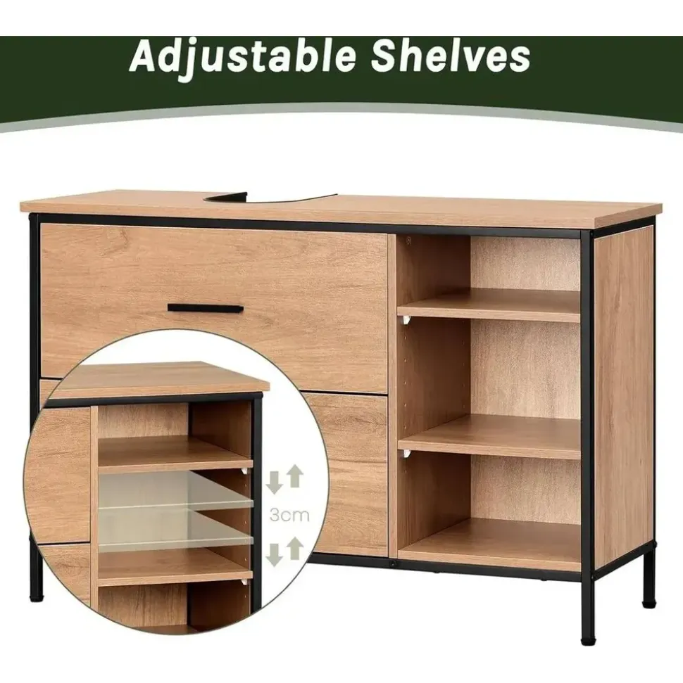 EUGAD Waschbeckenunterschrank 2 Schubladen 30 x 60 cm Beige