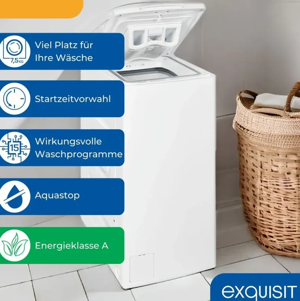 Exquisit LTO51207-030A Toplader (7.5 kg, 1200 U/min)