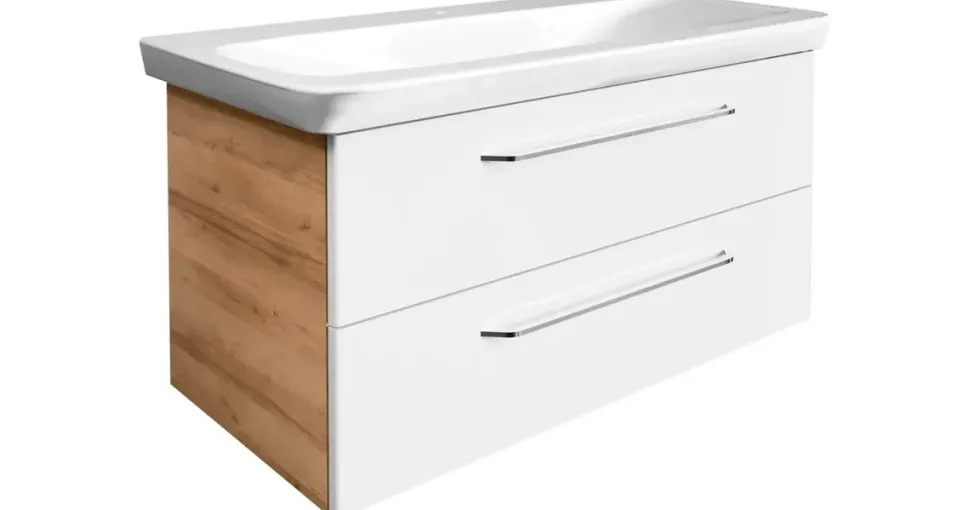 Fackelmann Waschbeckenunterschrank Milano 2 Schubladen 100 x 49,5 x 48 cm Weiß