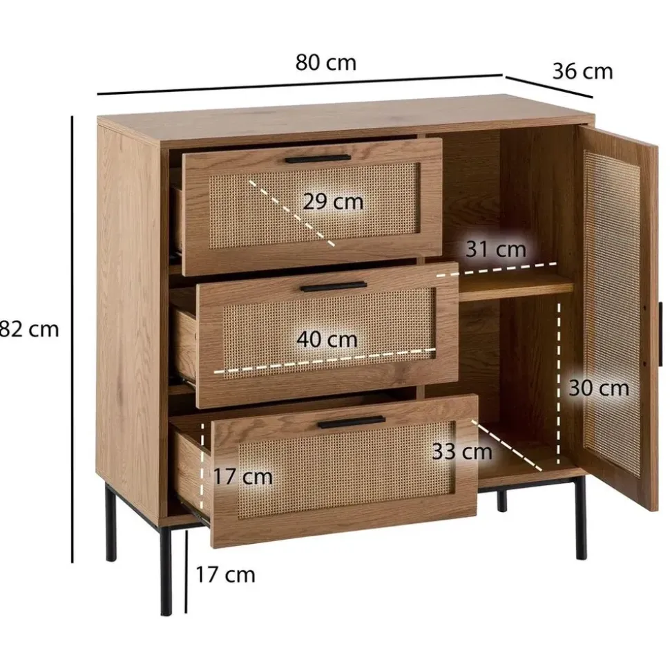 FineBuy Sideboard 80 cm Braun
