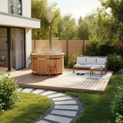FinnTherm Badefass Bergen 200 x 101 cm mit Holzofen