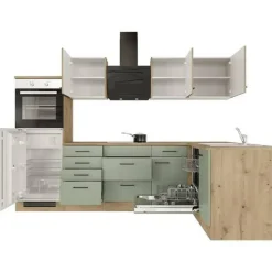 Flex-Well Winkelküche L-Form Cara 280 x 170 cm grün