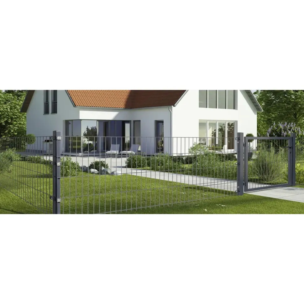 Floraworld Doppelstab-Mattenzaun Comfort 201 x 83 cm anthrazit