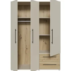 Forte Drehtürenschrank Mokkaris 144,4 x 200,1 x 58,8 cm Beige