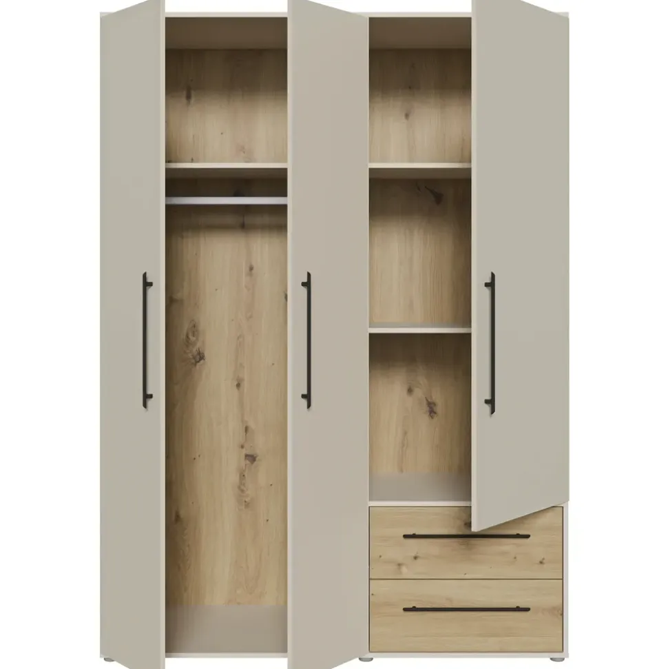 Forte Drehtürenschrank Mokkaris 144,4 x 200,1 x 58,8 cm Beige