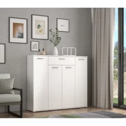 Forte Kombikommode 140 x 120 x 34 cm Weiß