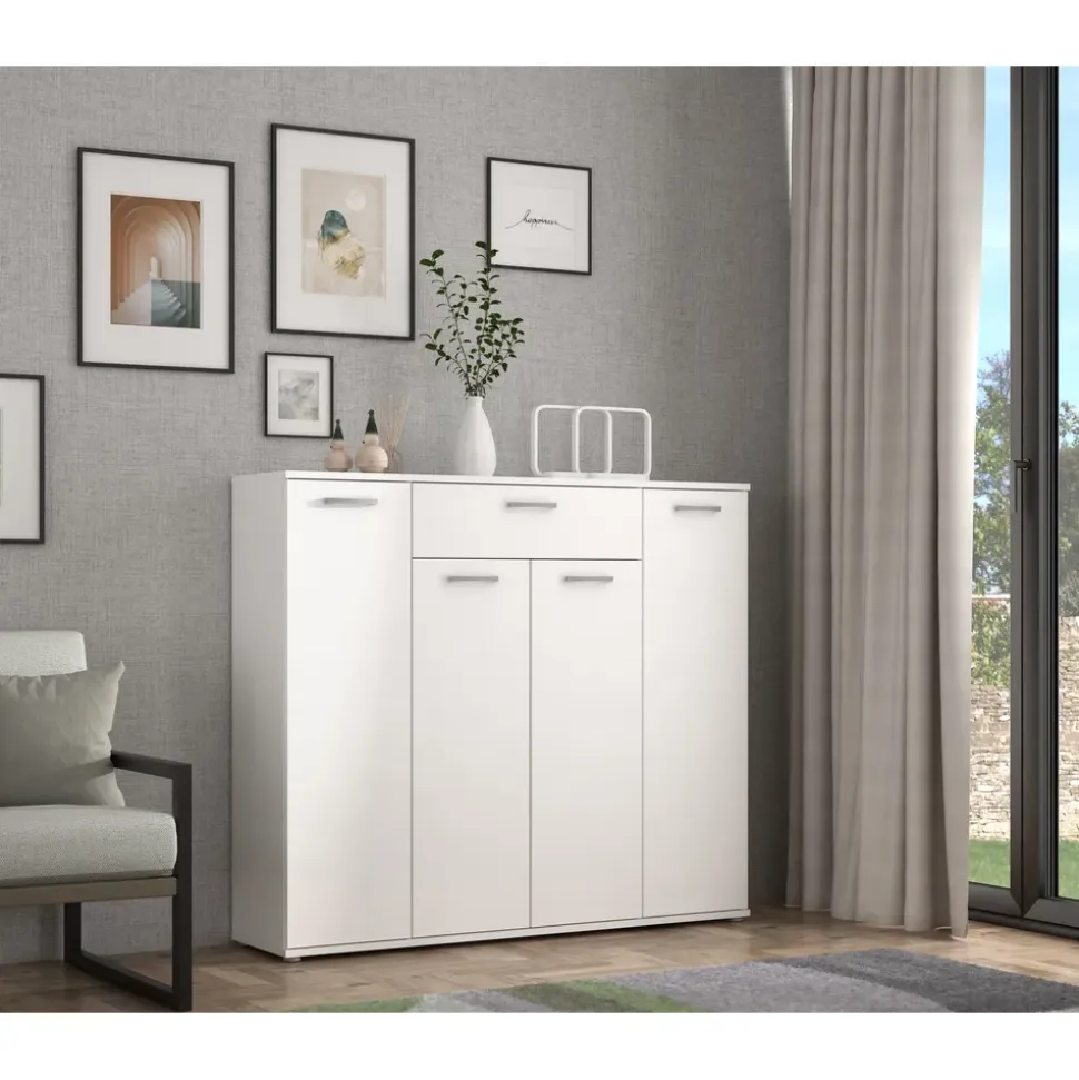Forte Kombikommode 140 x 120 x 34 cm Weiß