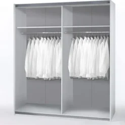 Forte Schwebetürenschrank 120 x 190,5 x 61,2 cm Weiß