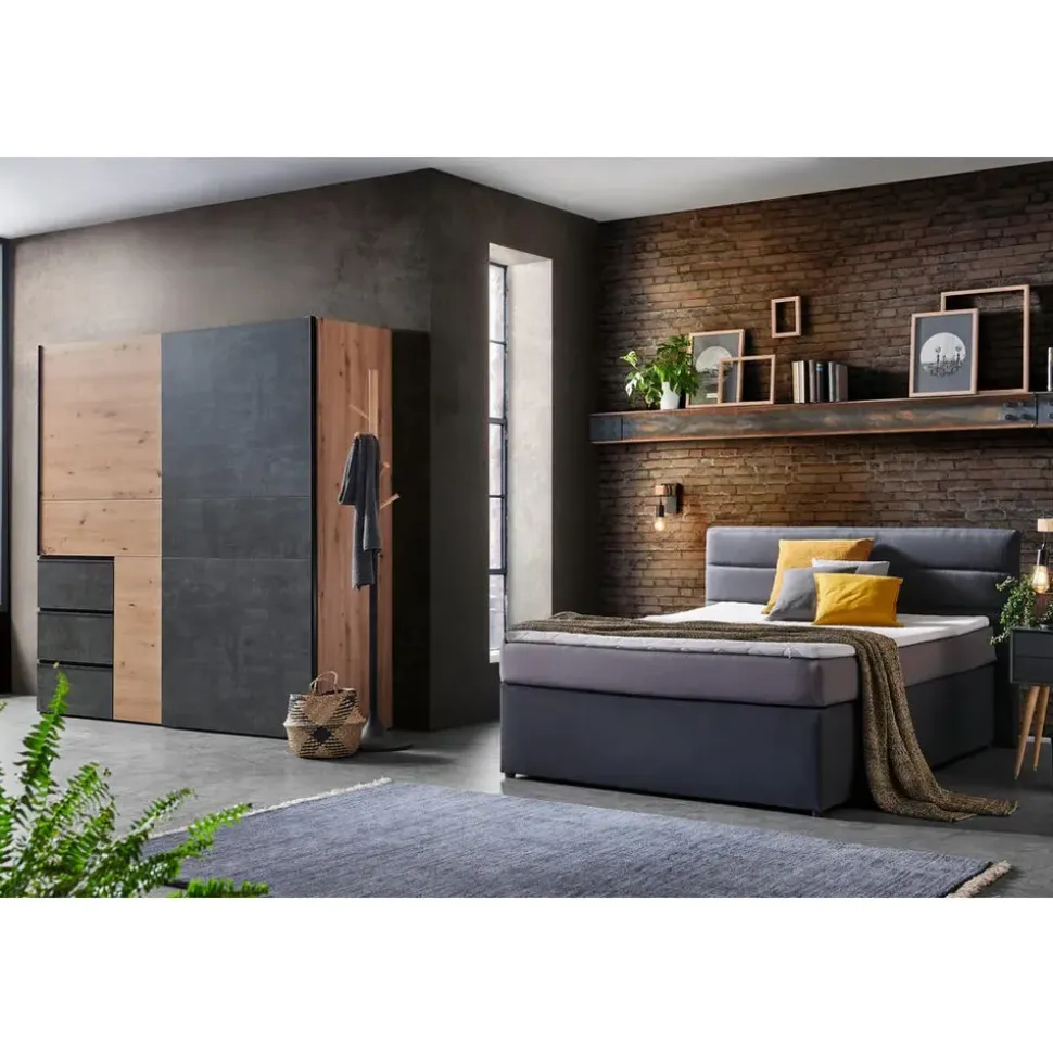 Forte Winn 200 x 200 x 61,2 cm dunkelgrau/eiche artisan