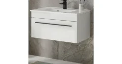 furn.design Waschbeckenunterschrank 80 x 43 cm Weiß Hochglanz