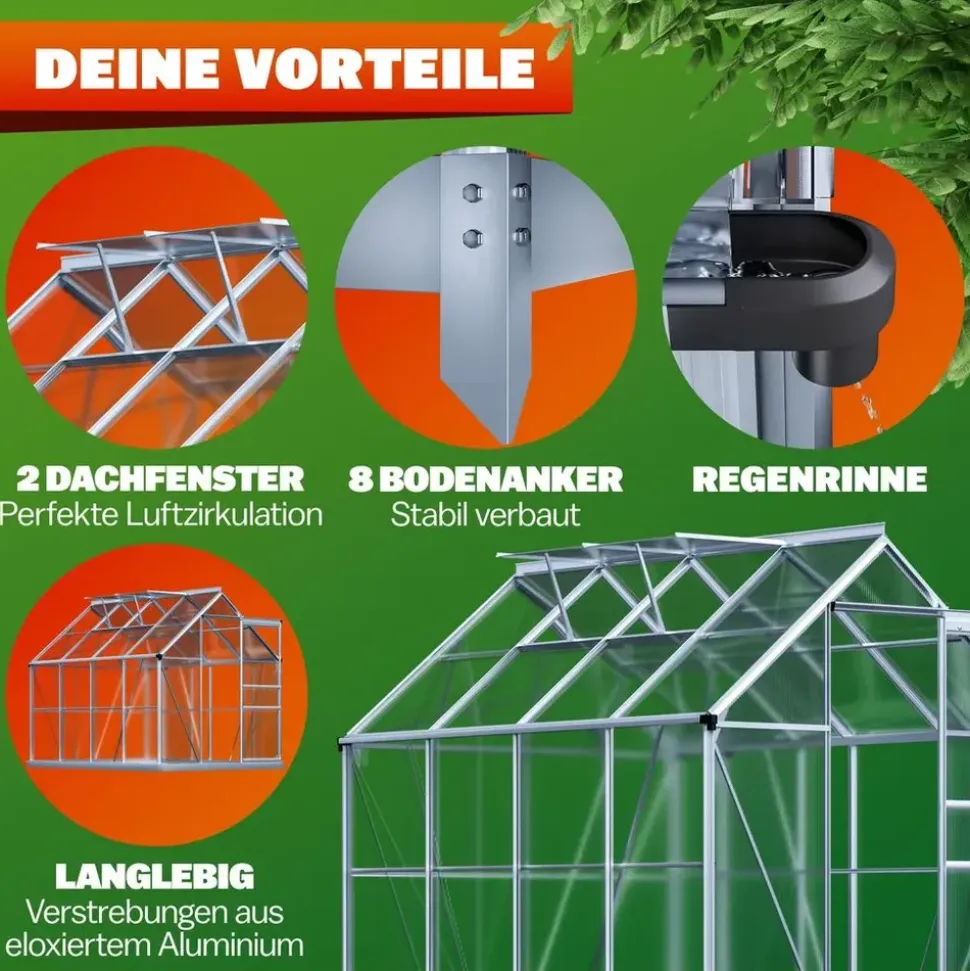 Gardebruk Frühbeet Aluminium Grau HKP 4 mm 3,6 m2