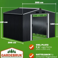 Gardebruk GARDEBRUK® XXL Metall Gerätehaus 5m2 mit Fundament