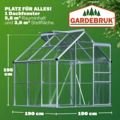 Gardebruk Gewächshaus Aluminium Grau HKP 3 mm 3,6 m2