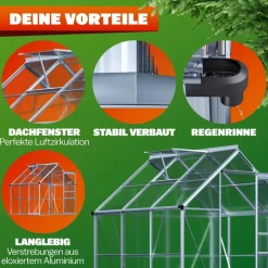 Gardebruk Gewächshaus Aluminium Grau HKP 3 mm 3,6 m2