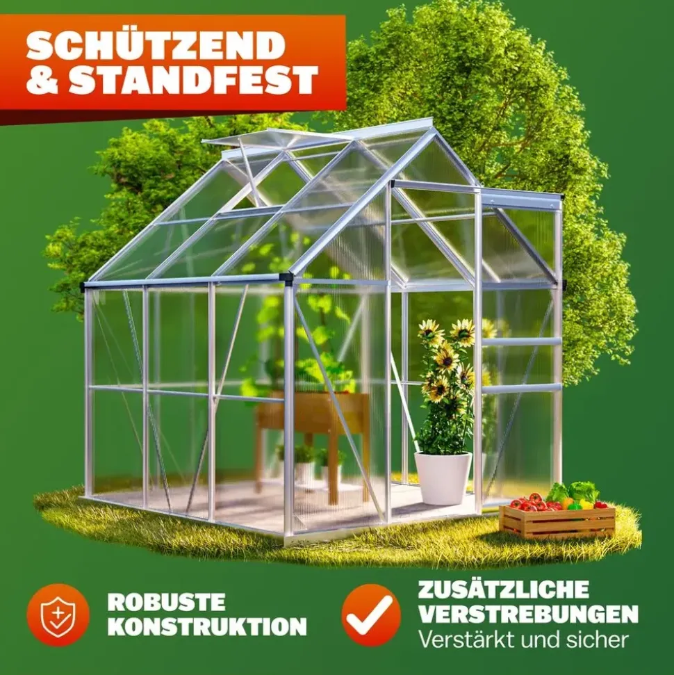 Gardebruk Gewächshaus Aluminium Grau HKP 3 mm 3,6 m2